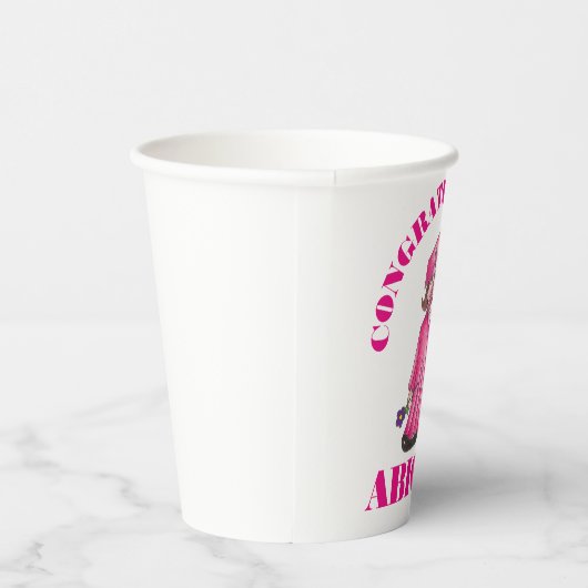 Gefeliciteerd Afstuderen Roze Afstuderen Pet Papieren Bekers (Rechts)