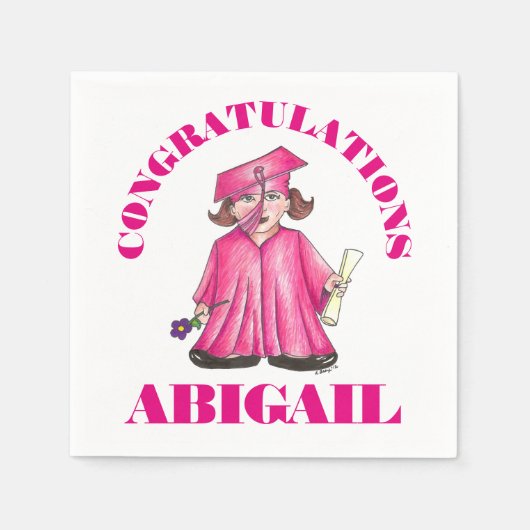 Gefeliciteerd Afstuderen Roze Afstuderen Pet Servet (Voorkant)