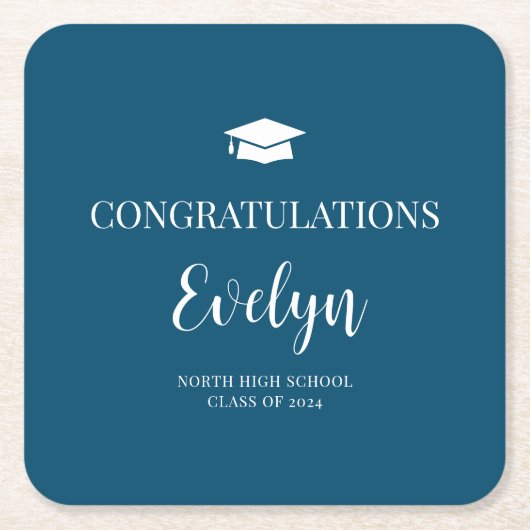 Gefeliciteerd Afstuderen School Kleuren Kartonnen Onderzetters (Voorkant)