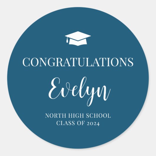 Gefeliciteerd Afstuderen School Kleuren Ronde Sticker (Voorkant)