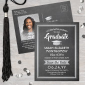 Gefeliciteerd Afstuderen schoolbord Bewaar de datu Aankondigingskaart