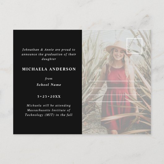 Gefeliciteerd Afstuderen Script 2-Photo Afstuderen Aankondigingskaart (Achterkant)