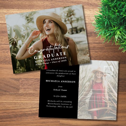 Gefeliciteerd Afstuderen Script 2-Photo Afstuderen Aankondigingskaart