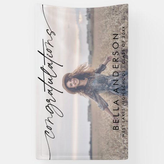 Gefeliciteerd Afstuderen Script Overlay Foto Spandoek (Verticaal)
