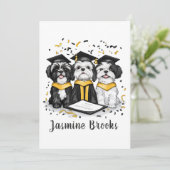 Gefeliciteerd Afstuderen Shih Tzu Dogs Aankondiging (Staand voorkant)