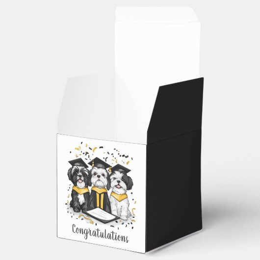Gefeliciteerd Afstuderen Shih Tzu Dogs Bedankdoosjes (Geopend)
