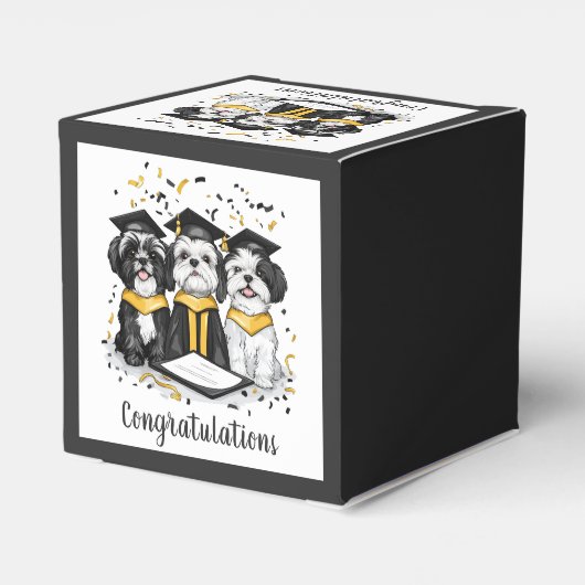 Gefeliciteerd Afstuderen Shih Tzu Dogs Bedankdoosjes (Achterkant)