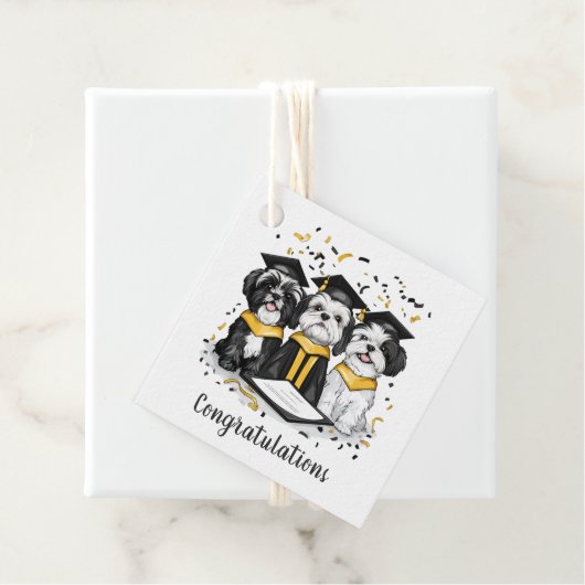 Gefeliciteerd Afstuderen Shih Tzu Dogs Bedankjes Labels (In situ)