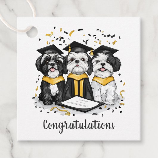 Gefeliciteerd Afstuderen Shih Tzu Dogs Bedankjes Labels (Voorkant)