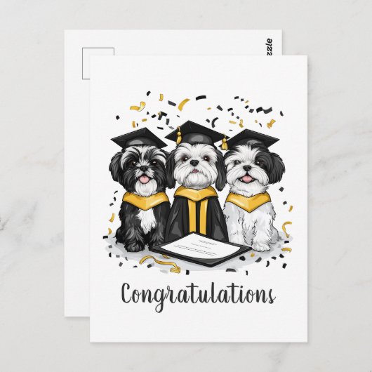 Gefeliciteerd Afstuderen Shih Tzu Dogs Briefkaart (Voorkant / Achterkant)
