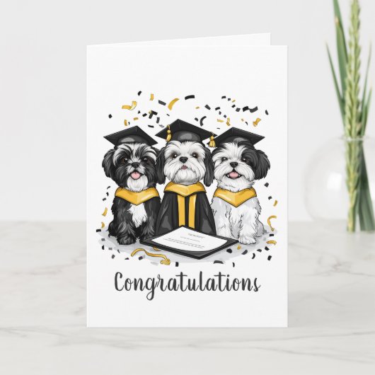 Gefeliciteerd Afstuderen Shih Tzu Dogs Kaart (Voorkant)