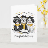 Gefeliciteerd Afstuderen Shih Tzu Dogs Kaart (Gele Bloem)