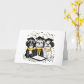 Gefeliciteerd Afstuderen Shih Tzu Dogs Kaart (Gele Bloem)