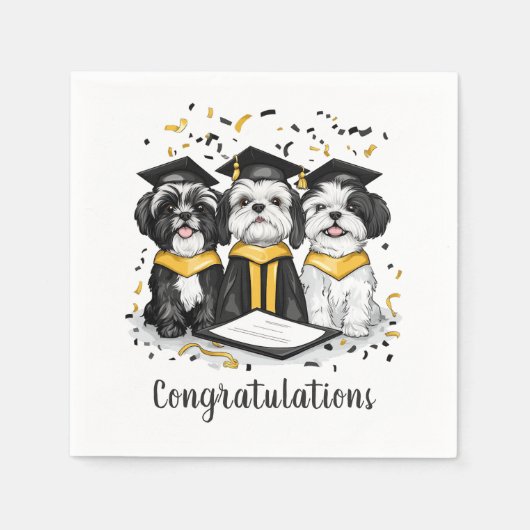 Gefeliciteerd Afstuderen Shih Tzu Dogs Servet (Voorkant)