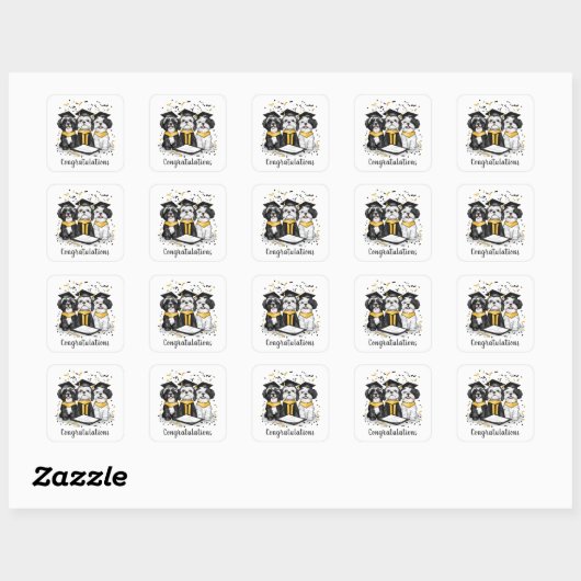 Gefeliciteerd Afstuderen Shih Tzu Dogs Vierkante Sticker (Vel)