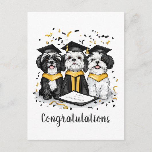 Gefeliciteerd Afstuderen Shih Tzu Honden Briefkaart (Voorkant)