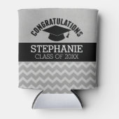 Gefeliciteerd Afstuderen - Silver Black Afstuderen Blikjeskoeler (Voorkant)