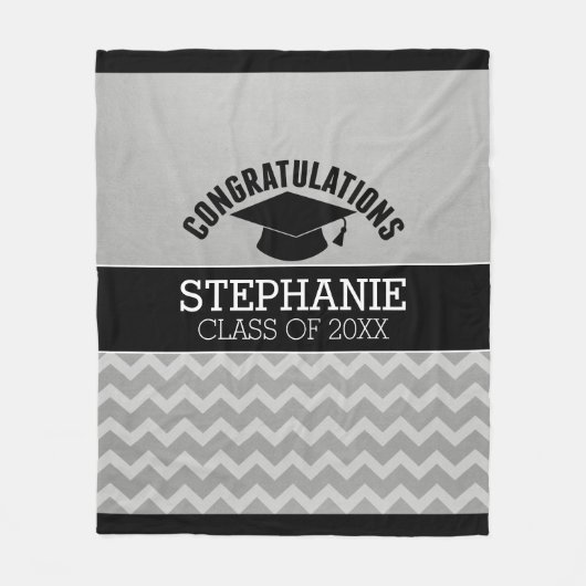 Gefeliciteerd Afstuderen Silver Black Afstuderen Fleece Deken (Voorkant)