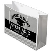 Gefeliciteerd Afstuderen - Silver Black Afstuderen Groot Cadeauzakje (Voorkant Gekanteld)