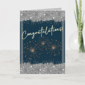 Gefeliciteerd Afstuderen Silver Blauwgroen Sparkle Kaart (Voorkant)