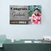 Gefeliciteerd Afstuderen Silver Glitter Banner (Beurs)