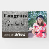 Gefeliciteerd Afstuderen Silver Glitter Banner (Horizontaal)