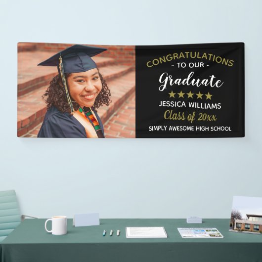 Gefeliciteerd Afstuderen Sjabloon Foto Afstuderen Spandoek (Beurs)