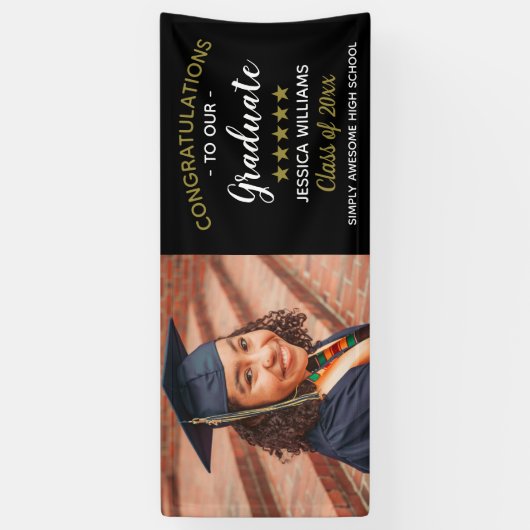 Gefeliciteerd Afstuderen Sjabloon Foto Afstuderen Spandoek (Verticaal)