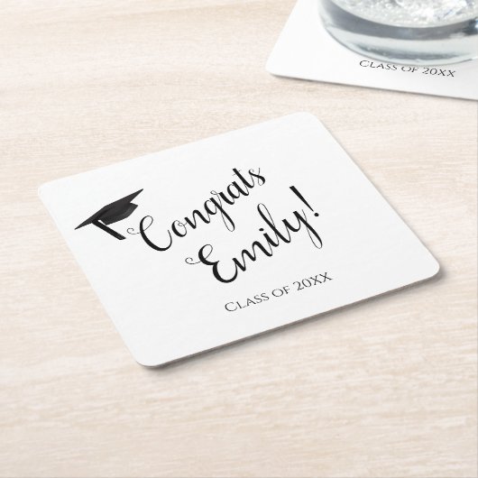 Gefeliciteerd Afstuderen Square Onderzetters (Schuin)