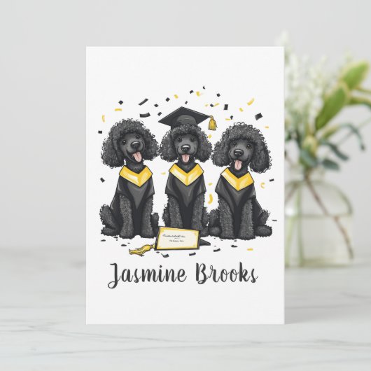 Gefeliciteerd Afstuderen Standaard Poedel Honden Aankondiging (Staand voorkant)