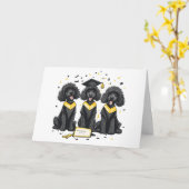 Gefeliciteerd Afstuderen Standaard Poedel Honden Kaart (Gele Bloem)