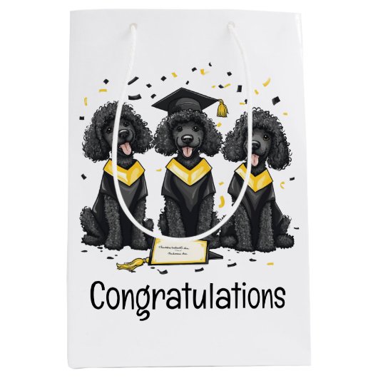 Gefeliciteerd Afstuderen Standaard Poedel Honden Medium Cadeauzakje (Voorkant)