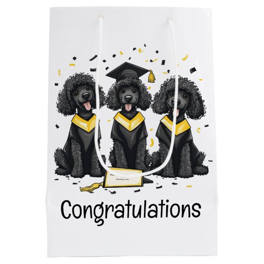 Gefeliciteerd Afstuderen Standaard Poedel Honden Medium Cadeauzakje (Achterkant)