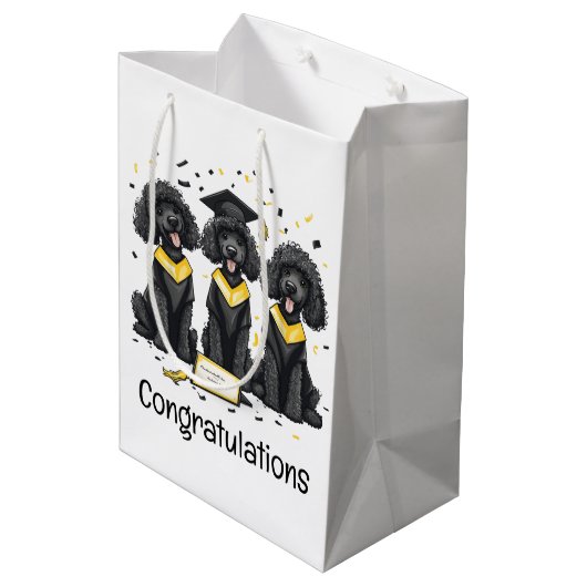 Gefeliciteerd Afstuderen Standaard Poedel Honden Medium Cadeauzakje (Achterkant Gekanteld)
