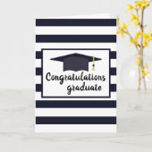 Gefeliciteerd Afstuderen Stripes Black White Kaart (Gele Bloem)