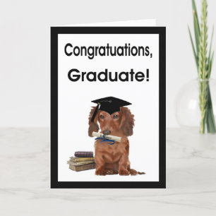 Gefeliciteerd Afstuderen - Teckel in Afstudeerder  Kaart