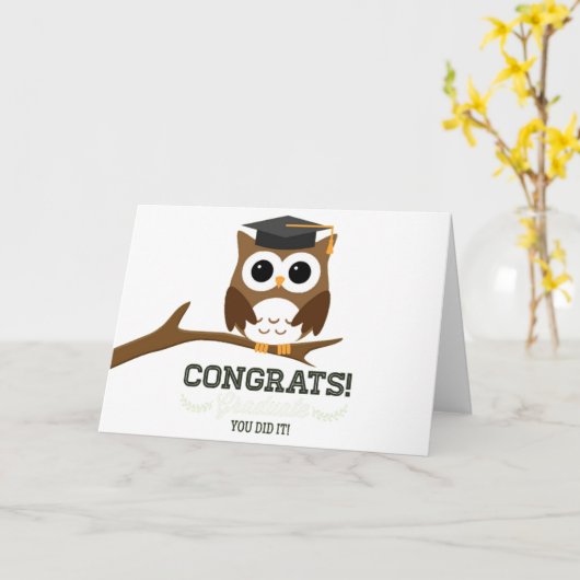 Gefeliciteerd Afstuderen Uil Kaart (Gele Bloem)