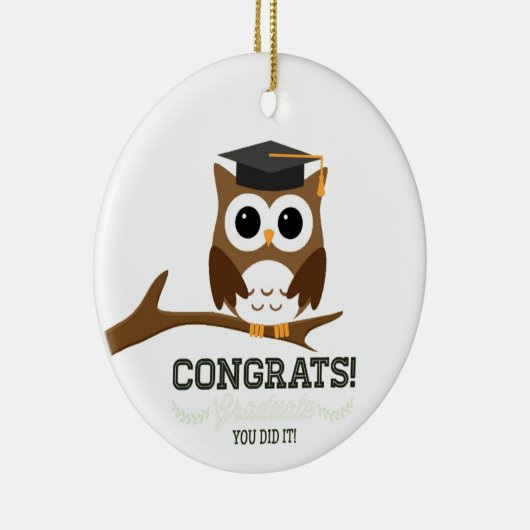 Gefeliciteerd Afstuderen Uil Keramisch Ornament (Rechts)