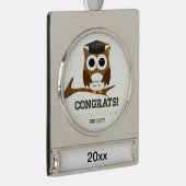 Gefeliciteerd Afstuderen Uil Verzilverd Banner Ornament (Rechts)