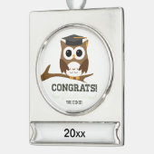 Gefeliciteerd Afstuderen Uil Verzilverd Banner Ornament (Links)