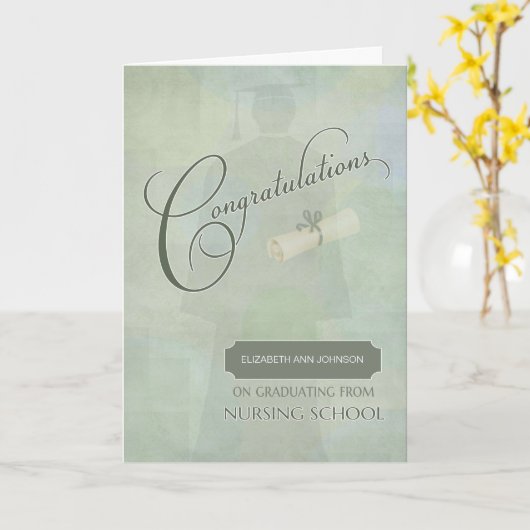 Gefeliciteerd Afstuderen verpleeggraad met naam Kaart (Gele Bloem)