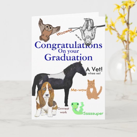 Gefeliciteerd Afstuderen Veterinary Kaart (Gele Bloem)