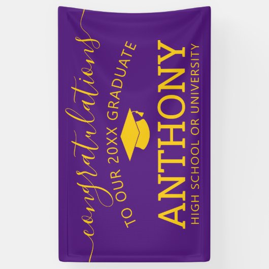 Gefeliciteerd, Afstuderen virtueel paars afstudeer Spandoek (Verticaal)