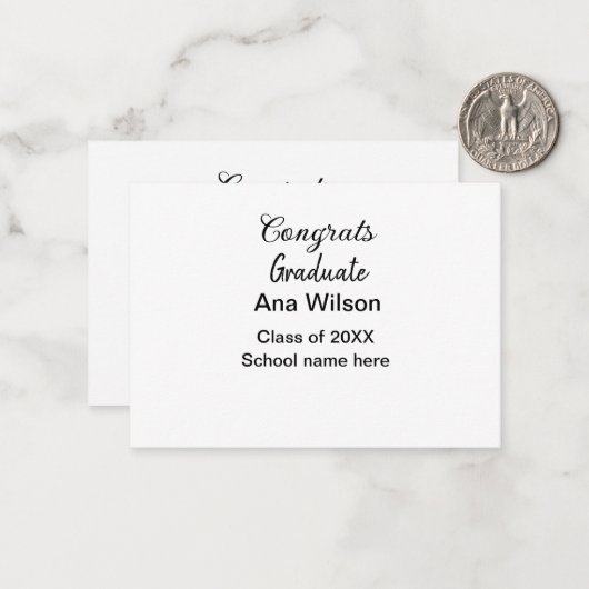 Gefeliciteerd afstuderen Voeg naam toe Class Year  Notitiekaartje (Voorkant / Achterkant in situ)