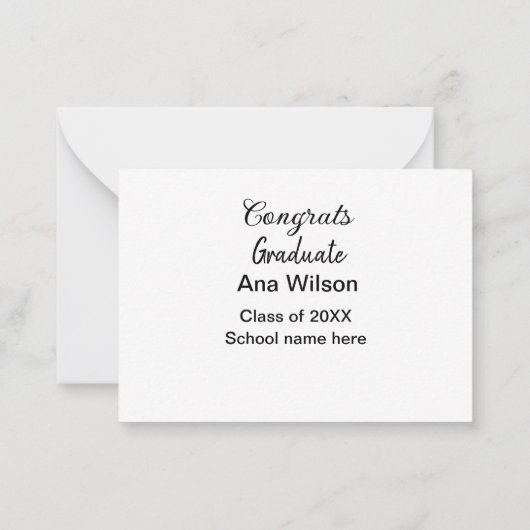 Gefeliciteerd afstuderen Voeg naam toe Class Year  Notitiekaartje (Achterkant)