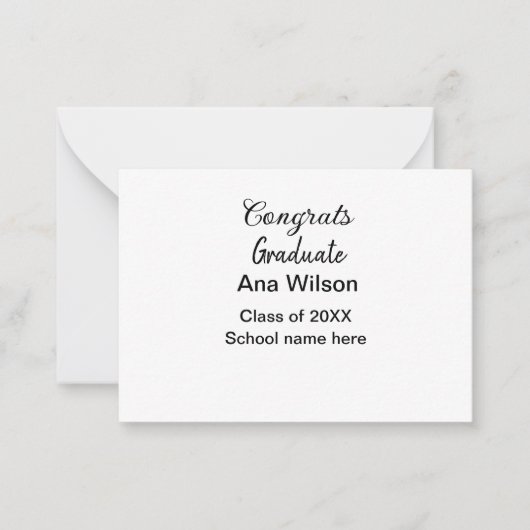 Gefeliciteerd afstuderen Voeg naam toe Class Year  Notitiekaartje (Voorkant)