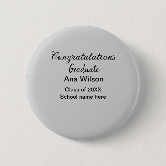 Gefeliciteerd afstuderen Voeg naam toe Class Year  Ronde Button 5,7 Cm (Voorkant)