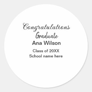 Gefeliciteerd afstuderen Voeg naam toe Class Year Ronde Sticker