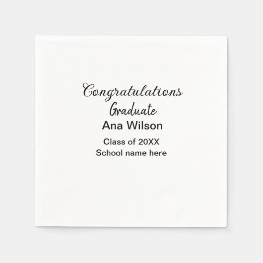 Gefeliciteerd afstuderen Voeg naam toe Class Year Servet (Voorkant)