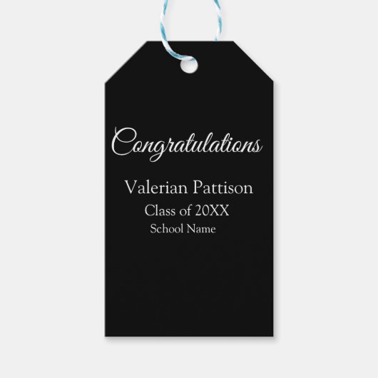Gefeliciteerd afstuderen voeg schoolnaam eenvoudig cadeaulabel (Voorkant)